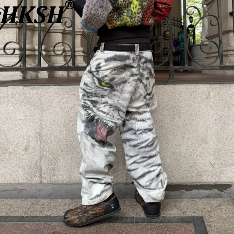 Streetwear Brand Niche - HKSH 春秋の新メンズハイストリートワックス 3D プリントニッチデザインカジュアルパンツトレンディブランドファッションストリートウェアボトムス HK18843