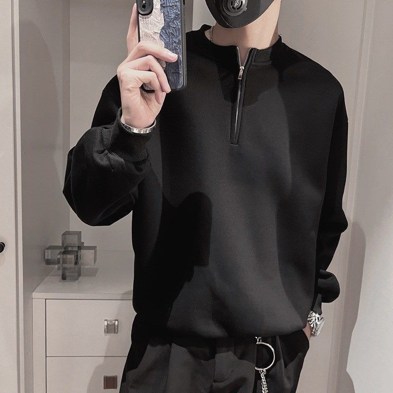 Streetwear Brand Niche - メンズ春秋スタンドカラーハーフジップパーカー エッジの効いた個性的なニッチブランド ルーズカジュアルストリートウェアジャケット
