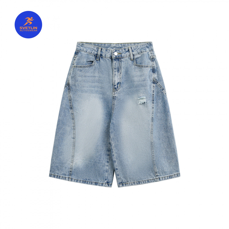 Streetwear Brand Jeans - MAQVOB高級品質EU USサイズジーンズショーツストリートウェアブランドウォッシュドリップドデニムルーズショーツメンズレディース向け