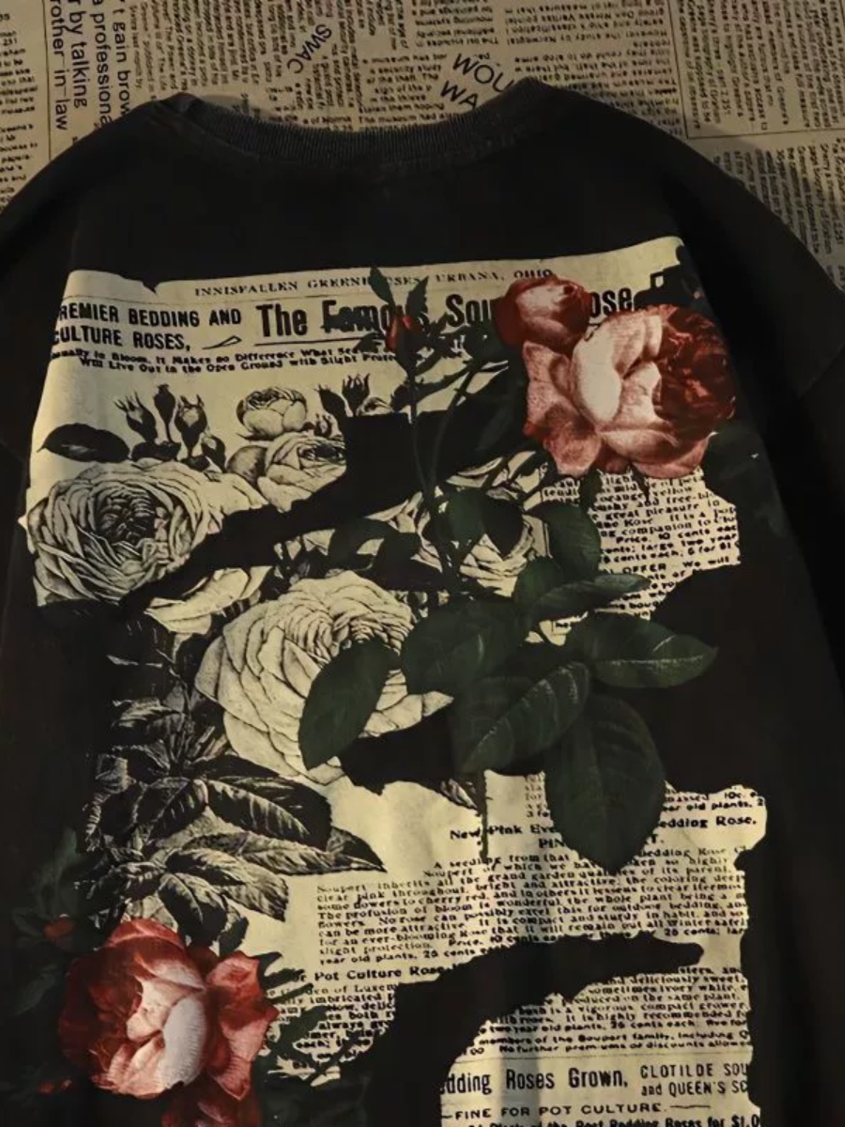 Streetwear Brand Niche - 2025年新作 ローズ柄 半袖 アメリカンレトロ ストリートウェアブランド 夏