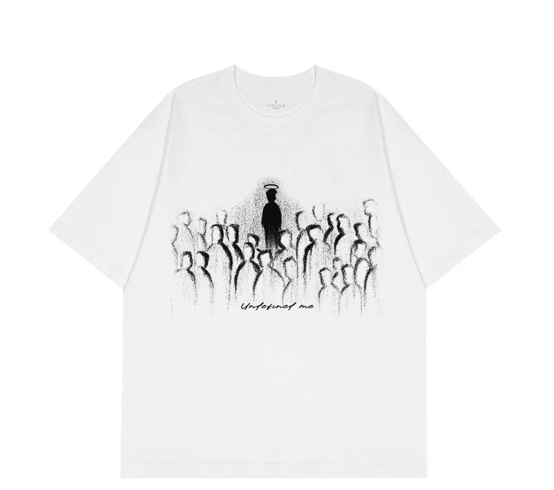 Streetwear Brand Niche - アメリカのトレンドブランド、ニッチな芸術的な抽象プリントが施されたユニセックス半袖Tシャツ、ストリートウェアスタイル