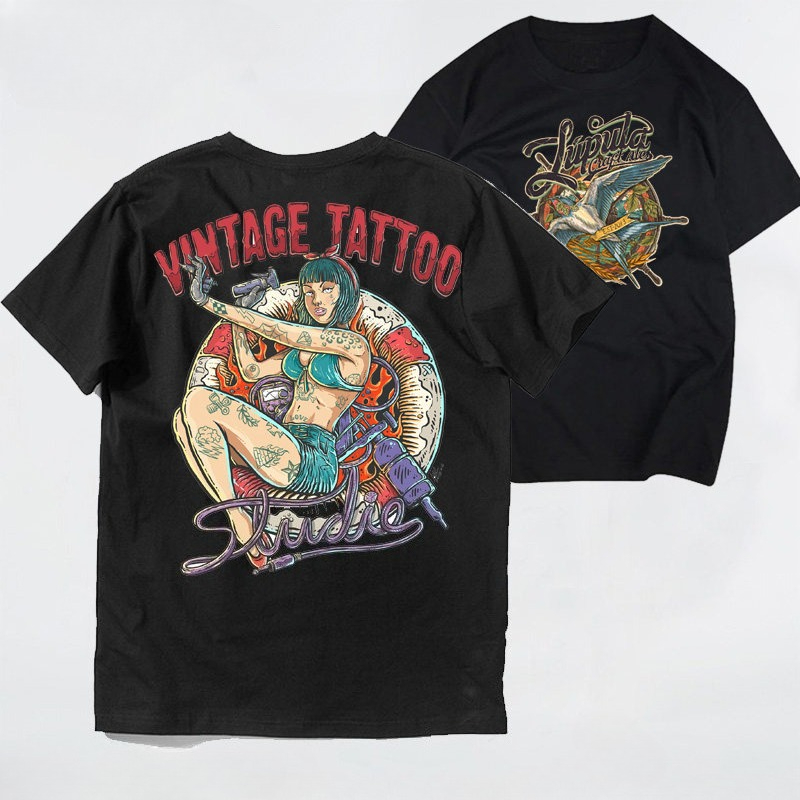 Streetwear Brand Niche - 新しいTシャツ、欧米ハイストリートストリートウェアブランド、タトゥーニッチトレンド、ロック、バイク、メンズストリート、アメリカンバイク