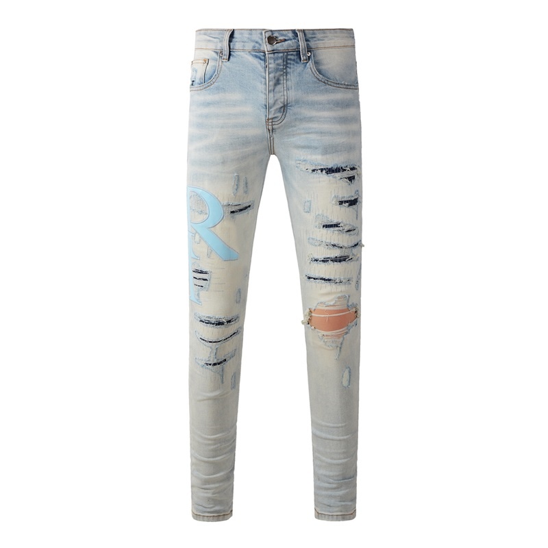Streetwear Brand Jeans - ファッションアメリカンブランドメンズジーンズ高級ストリートウェア穴あきロングパンツ高品質男性用ストレッチスリムパンツスキニーパンツ