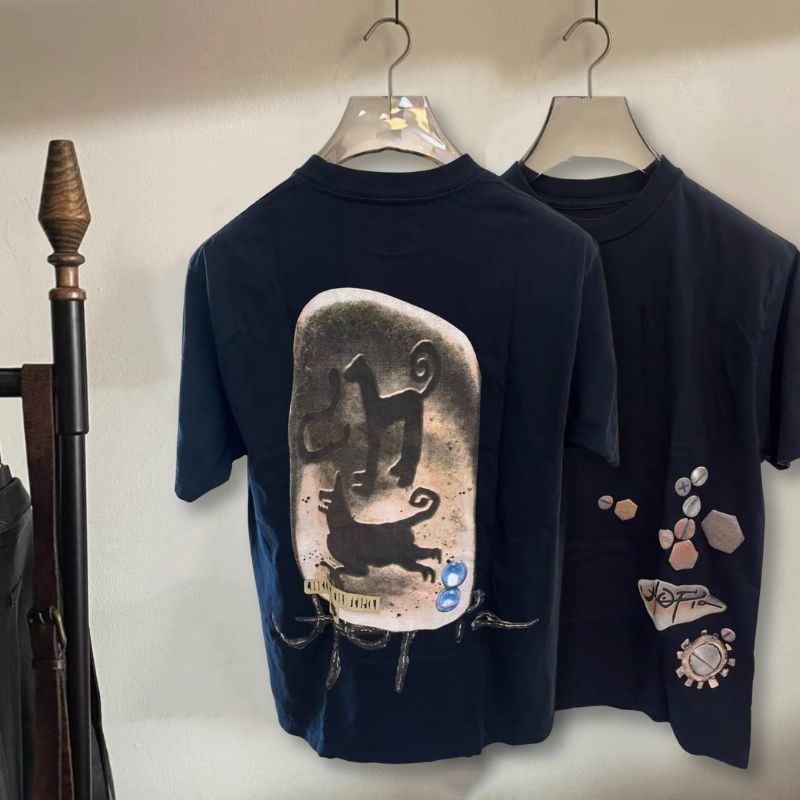 Cactus Jack Tee - ユートピアサボテンジャック Tシャツ夏の男性トップス絵文字プリント半袖黒ストリート衣装女性ラウンドネック Tシャツ