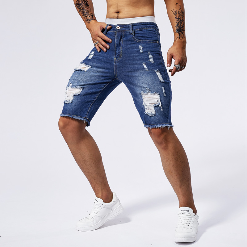 2025 夏の新メンズリッピングデニムショーツファッションヴ - Streetwear Brand Marketing のレビューと価格