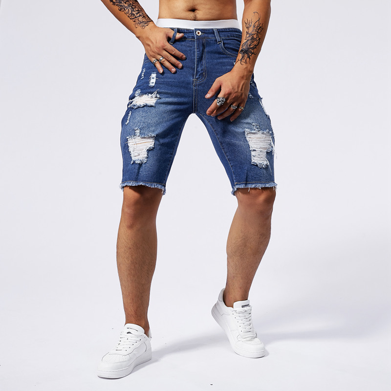 2025 夏の新メンズリッピングデニムショーツファッションヴ - Streetwear Brand Marketing のレビューと価格