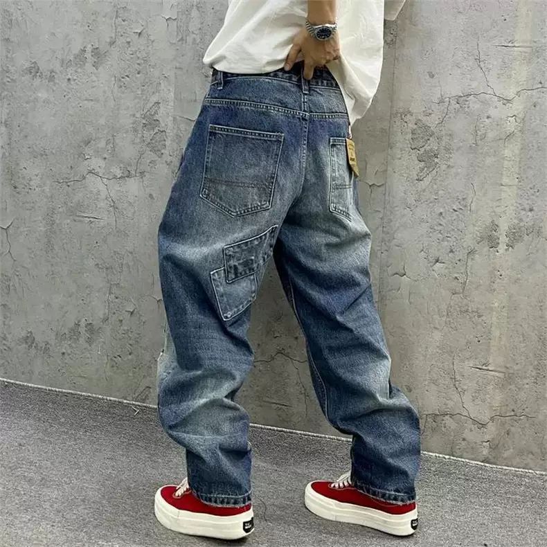 ブランドスプライシングジーンズ 秋ファッション ルーズストレ - Streetwear Brand Jeans のレビューと価格