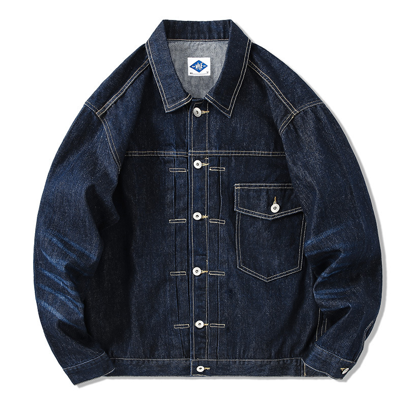 男性用ダークブルーのデニムジャケット,レトロカジュアルジーン - Streetwear Brand Jeans のレビューと価格