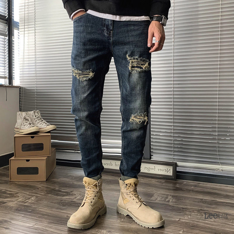 リップドジーンズメンズ秋の新韓国リップドストリートウェアカジ - Streetwear Brand Jeans のレビューと価格