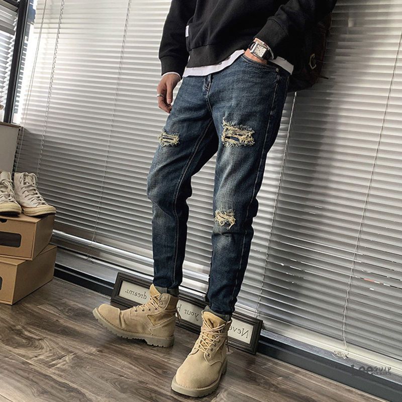 リップドジーンズメンズ秋の新韓国リップドストリートウェアカジ - Streetwear Brand Jeans のレビューと価格