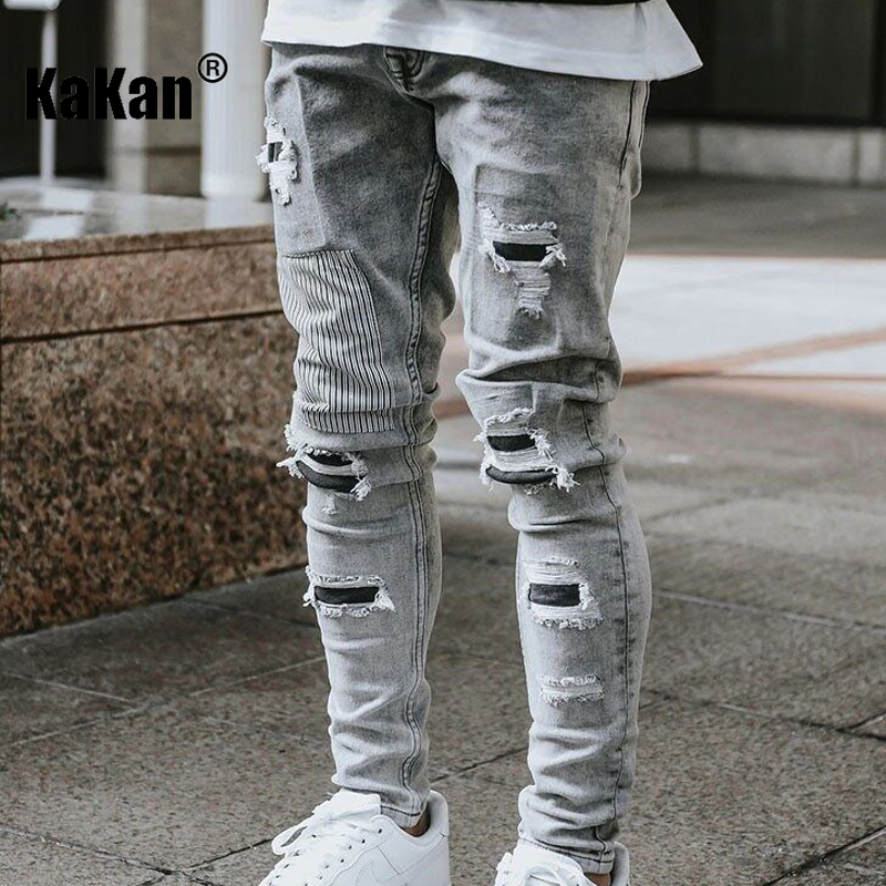 Kakan-y2k 新しいメンズウェア着用小脚弾性ジーンズ、 - Streetwear Brand Jeans のレビューと価格