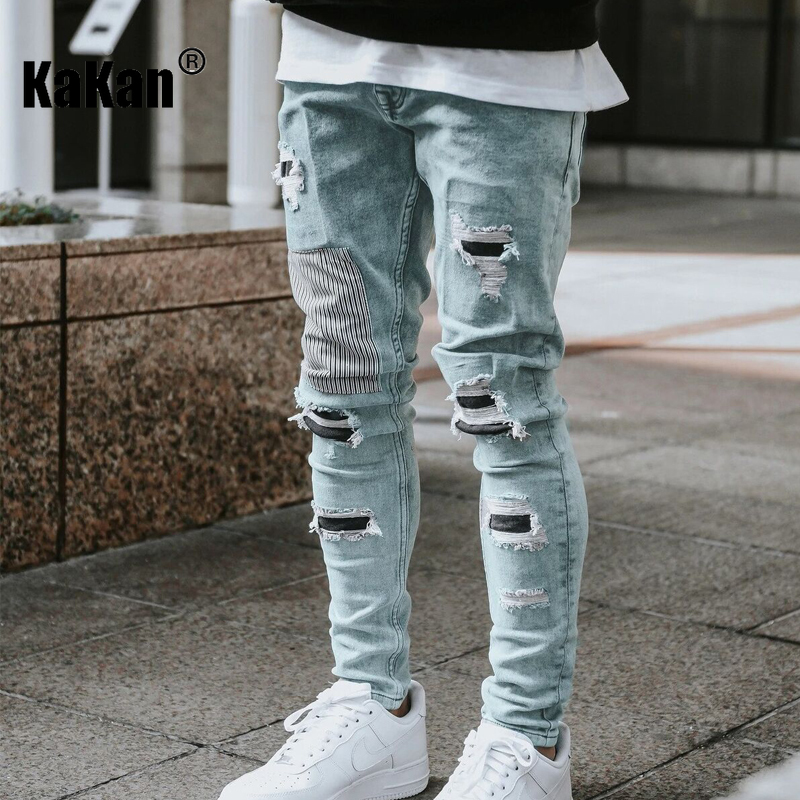 Kakan-y2k 新しいメンズウェア着用小脚弾性ジーンズ、 - Streetwear Brand Jeans のレビューと価格