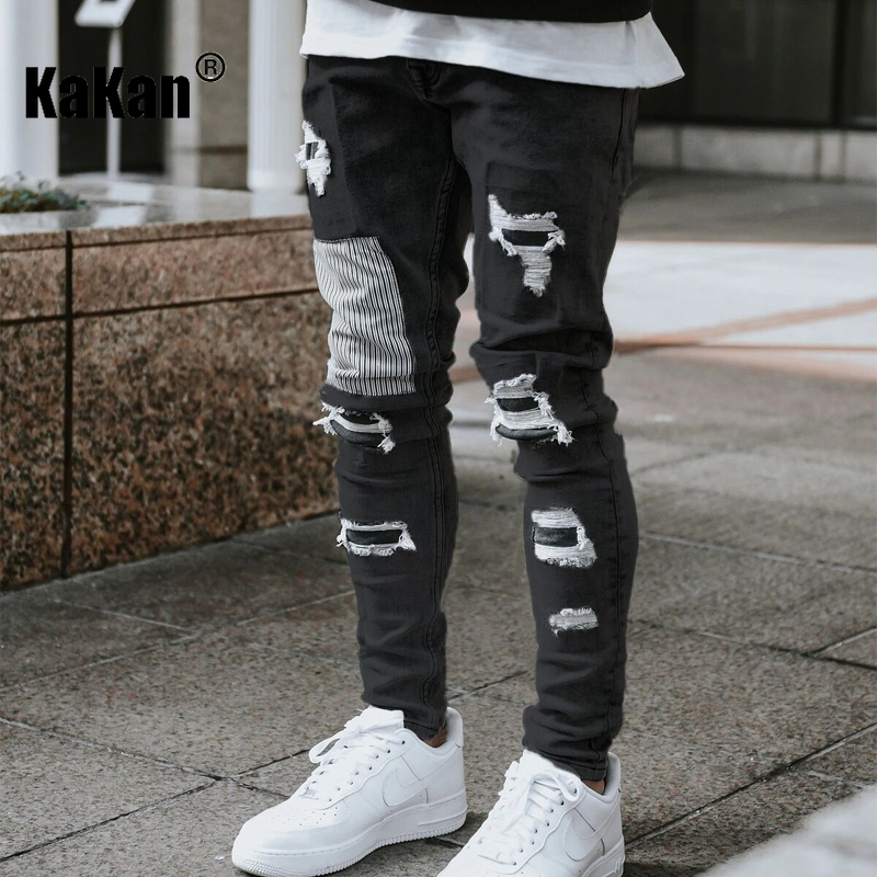Kakan-y2k 新しいメンズウェア着用小脚弾性ジーンズ、 - Streetwear Brand Jeans のレビューと価格