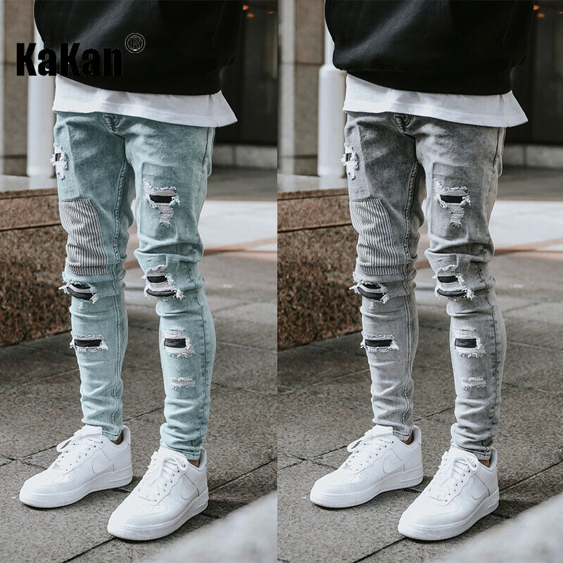 Kakan-y2k 新しいメンズウェア着用小脚弾性ジーンズ、 - Streetwear Brand Jeans のレビューと価格