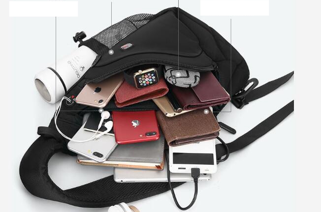 Kaka-男性用usb充電器付き大型チェストバッグ,男性用ク - Streetwear Brand Backpack のレビューと価格