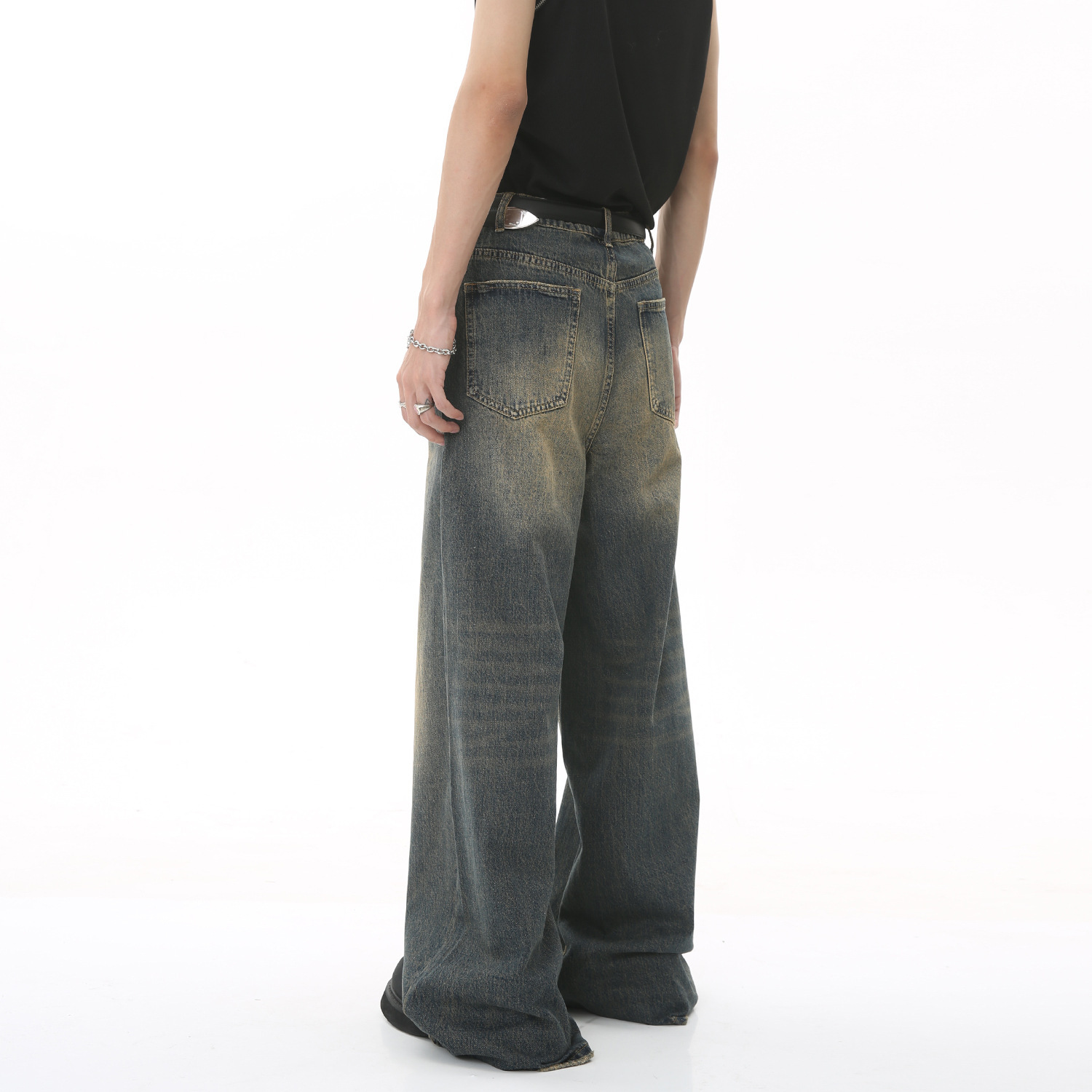新しいメンズバギーストレートレッグワイドレッグジーンズ男性フ - Streetwear Brand Jeans のレビューと価格
