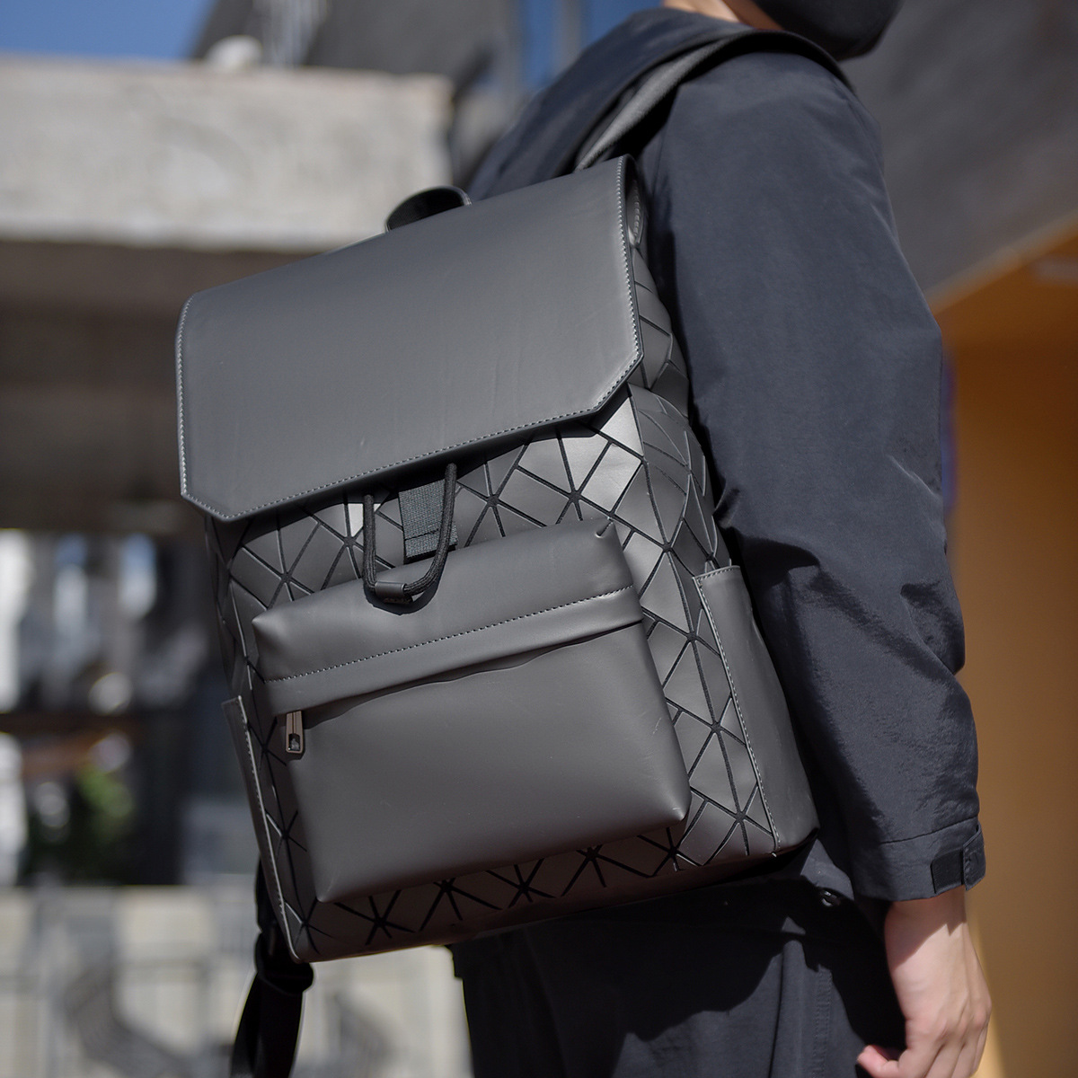 男性用ダイヤモンド型レーザー反射バックパック,学生用ランドセ - Streetwear Brand Backpack のレビューと価格