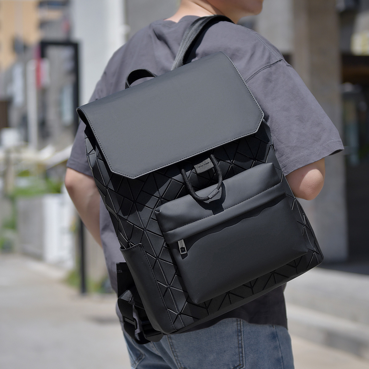 男性用ダイヤモンド型レーザー反射バックパック,学生用ランドセ - Streetwear Brand Backpack のレビューと価格
